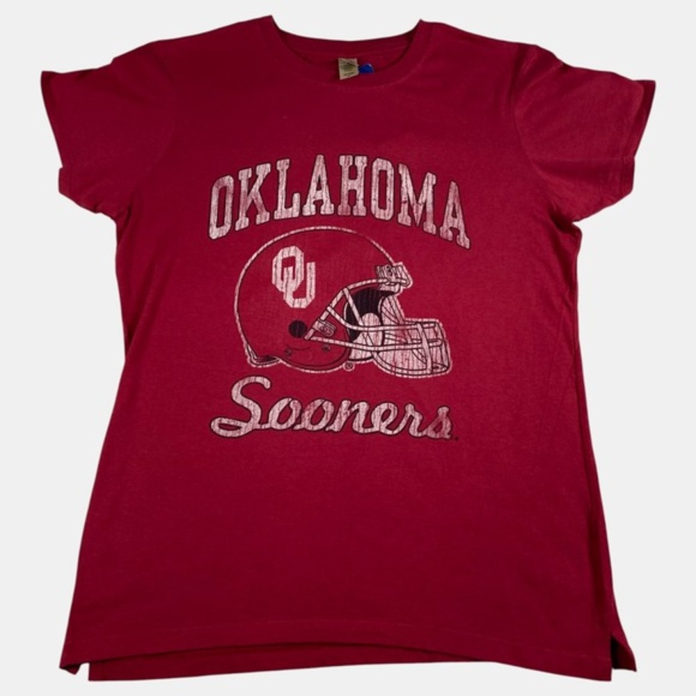 Perrin OU Oklahoma Sooners NFL Graphic‎ Print Red Athletic Tee Shirt  Large New
